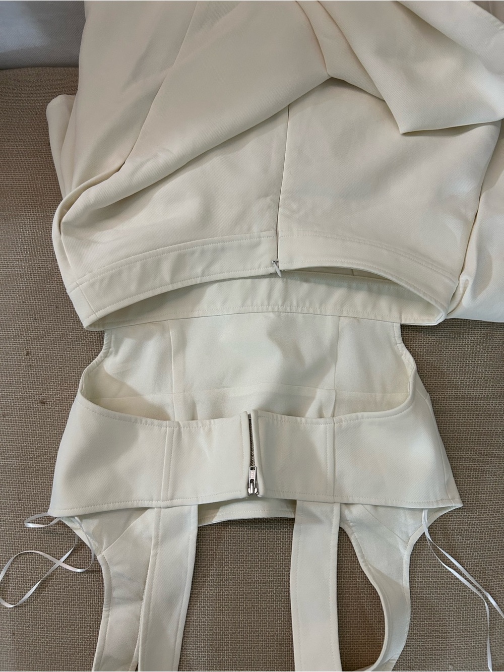 REISS Dina Waisted Midi Dress UK10/US6 Ivory Classic Party Event - Picture 6 of 9